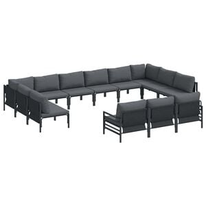 vidaXL Kerti Kanap&eacute; Szett p&aacute;rn&aacute;val 13 pcs Fekete Ac&eacute;l