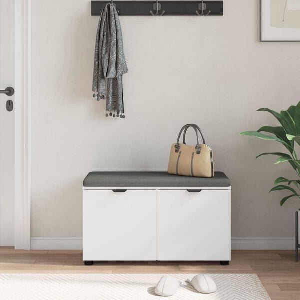 vidaXL Előt&eacute;r pad p&aacute;rn&aacute;val t&aacute;rol&oacute;val ajt&oacute;val Feh&eacute;r 80 x 46 x 46 cm