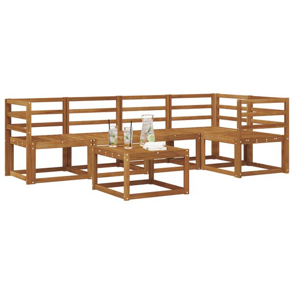 vidaXL K&uuml;lt&eacute;ri kanap&eacute; szett 6 pcs Term&eacute;szetes &eacute;s Vil&aacute;gossz&uuml;rke