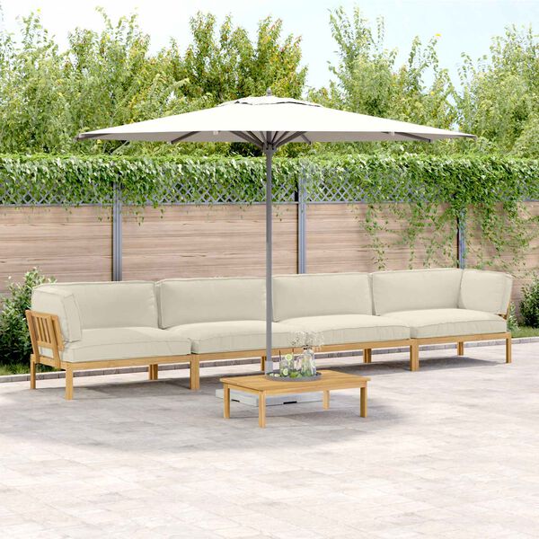 vidaXL Kanap&eacute; Szett p&aacute;rn&aacute;val Egysz&iacute;nű 5 pcs Kr&eacute;m T&ouml;m&ouml;r Ak&aacute;cfa