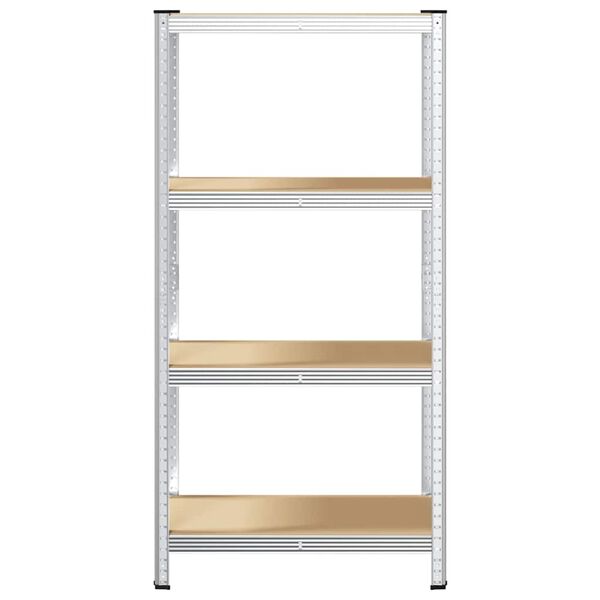 vidaXL 4 szintes ez&uuml;stsz&iacute;nű ac&eacute;l &eacute;s szerelt fa t&aacute;rol&oacute;polc