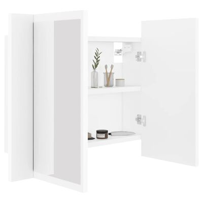 vidaXL fehér akril LED-es fürdőszobaszekrény tükörrel 60x12x45 cm