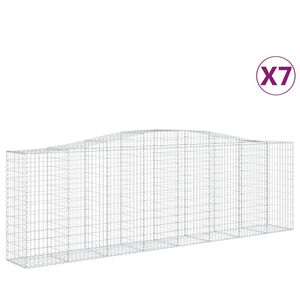 vidaXL 7 db &iacute;ves horganyzott vas gabion kos&aacute;r 400x50x120/140 cm