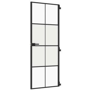 vidaXL fekete edzett &uuml;veg &eacute;s alum&iacute;nium v&eacute;kony belt&eacute;ri ajt&oacute; 76x201,5 cm