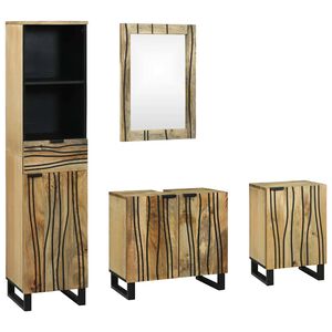 vidaXL F&uuml;rdőszoba b&uacute;tor szett fi&oacute;kkal polcokkal 4 pcs Barna Faanyag