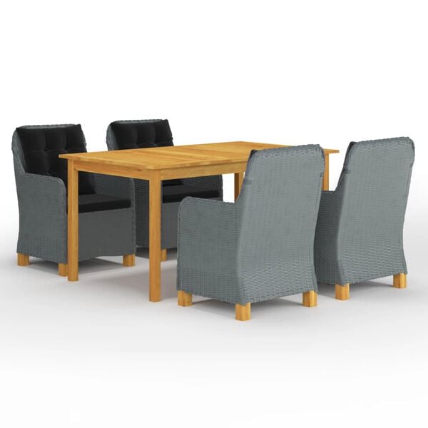 vidaXL 5 r&eacute;szes vil&aacute;gossz&uuml;rke kerti &eacute;tkezőgarnit&uacute;ra