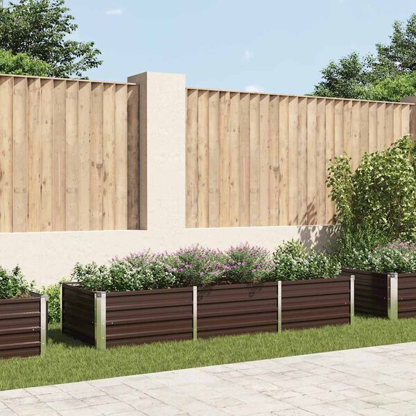 vidaXL barna horganyzott acél kerti magaságyás 240 x 80 x 45 cm