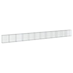 vidaXL horganyzott vas gabion kos&aacute;r fed&eacute;llel 1200 x 50 x 100 cm