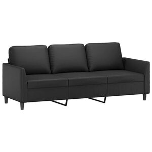 vidaXL 3 szem&eacute;lyes fekete műbőr kanap&eacute; 180 cm
