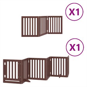 vidaXL barna ny&aacute;rfa 9 paneles &ouml;sszecsukhat&oacute; kutyakapu ajt&oacute;val 450 cm