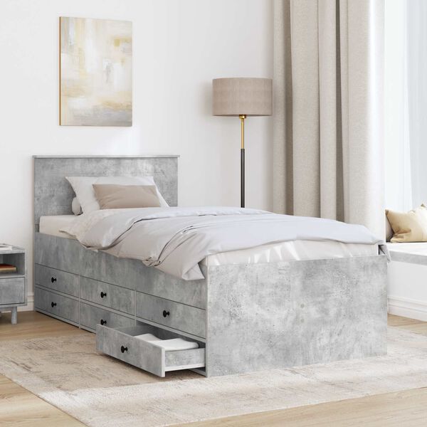 vidaXL Nappali&aacute;gy fi&oacute;kkal Beton Sz&uuml;rke &eacute;s Fekete 100 x 200 cm Faanyag