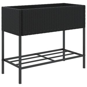 vidaXL fekete polyrattan kerti &uuml;ltetől&aacute;da polccal