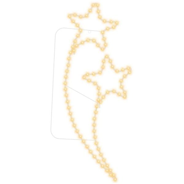 vidaXL 2 db meleg feh&eacute;r csillag alak&uacute; f&eacute;nyf&uuml;z&eacute;r 125,5 x 53 x 4,5 cm