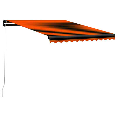 vidaXL narancs és barna kézzel kihúzható LED-es napellenző 300x250 cm