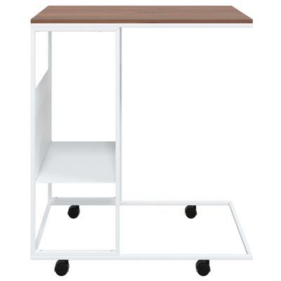 vidaXL fehér szerelt fa kisasztal kerekekkel 55x36x63,5 cm