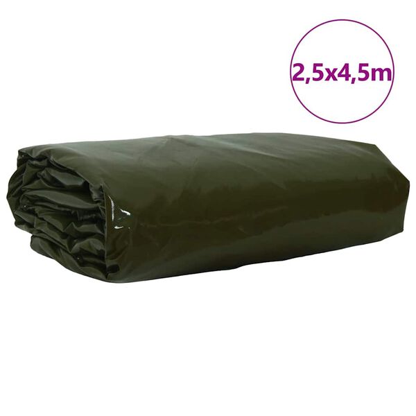 vidaXL Ponyva 650g / m² Olajzöld 2,5 x 4,5 m Vászon PVC bevonattal