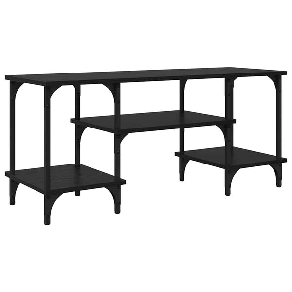 vidaXL TV szekr&eacute;ny Fekete t&ouml;lgy 102 x 35 x 45,5 cm Műszaki fa &eacute;s vas