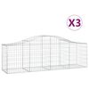 vidaXL 3 db &iacute;ves horganyzott vas gabion kos&aacute;r 200x50x60/80 cm