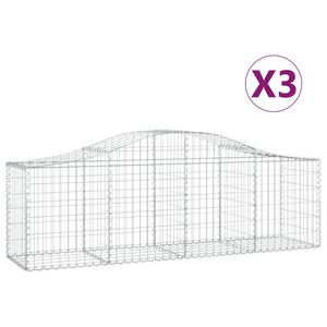 vidaXL 3 db &iacute;ves horganyzott vas gabion kos&aacute;r 200x50x60/80 cm