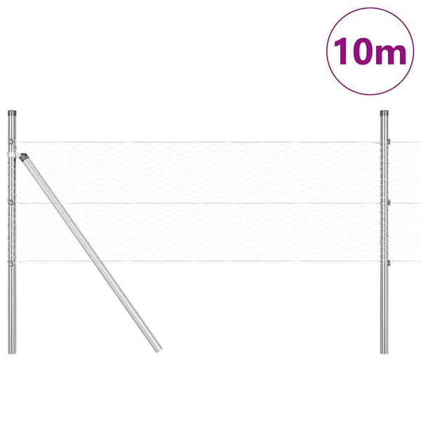 vidaXL Ker&iacute;t&eacute;soszlop Ez&uuml;st 10 x 0,5 m (25 mm h&aacute;l&oacute;) Ac&eacute;l