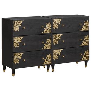 vidaXL Sz&eacute;f 2 db 60 x 33 x 75 cm T&ouml;m&ouml;r Mang&oacute;f&aacute;t Fekete