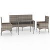 vidaXL 4 r&eacute;szes sz&uuml;rke polyrattan kerti &uuml;lőgarnit&uacute;ra p&aacute;rn&aacute;kkal