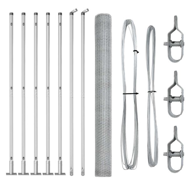 vidaXL Ker&iacute;t&eacute;s oszlopokkal Ez&uuml;st 1.4 x 10 m PVC-bevonatos ac&eacute;l