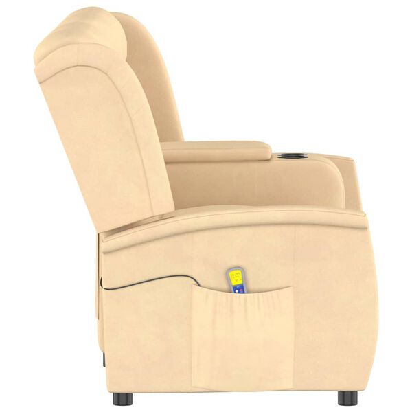 vidaXL 4 szem&eacute;lyes kr&eacute;m d&ouml;nthető massz&aacute;zsfotel poh&aacute;rtart&oacute;val