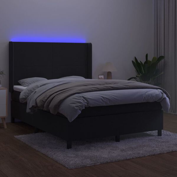 vidaXL fekete b&aacute;rsony rug&oacute;s &eacute;s LED-es &aacute;gy matraccal 140x200 cm