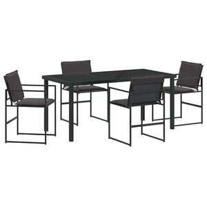 vidaXL Kert &eacute;tkező szett 5 pcs Fekete 160 x 80 x 73 cm
