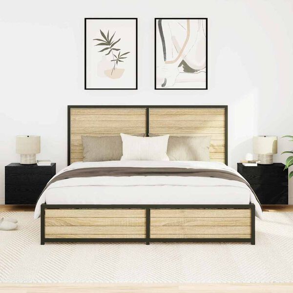 vidaXL &Eacute;jjeliszekr&eacute;ny 2 pcs Fekete t&ouml;lgy 50 x 39 x 41 cm Faanyag