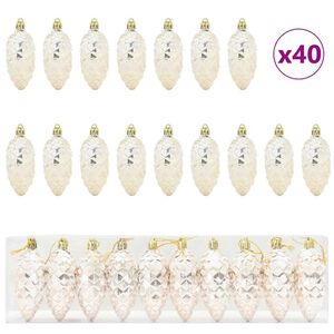 vidaXL Kar&aacute;csonyi tobozlabda 40 db pezsgősz&iacute;n 4 x 9 cm Műanyag