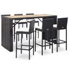 vidaXL 7 r&eacute;szes fekete polyrattan k&uuml;lt&eacute;ri b&aacute;rszett p&aacute;rn&aacute;val