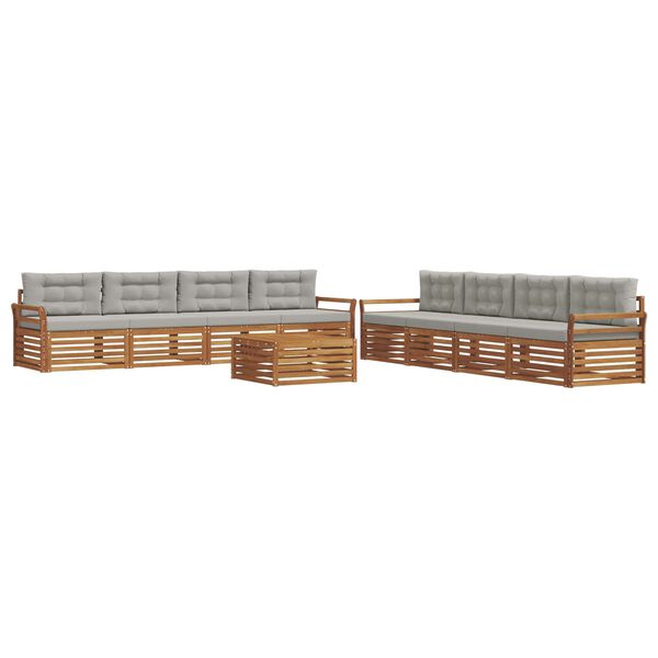 vidaXL K&uuml;lt&eacute;ri kanap&eacute; szett 9 pcs Term&eacute;szetes &eacute;s Vil&aacute;gossz&uuml;rke