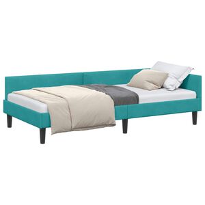 vidaXL Sarok&aacute;gy keret fejt&aacute;ml&aacute;val T&uuml;rkiz 80 cm x 200 cm B&aacute;rsony
