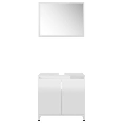 vidaXL 4 részes magasfényű fehér forgácslap fürdőszobai bútorszett