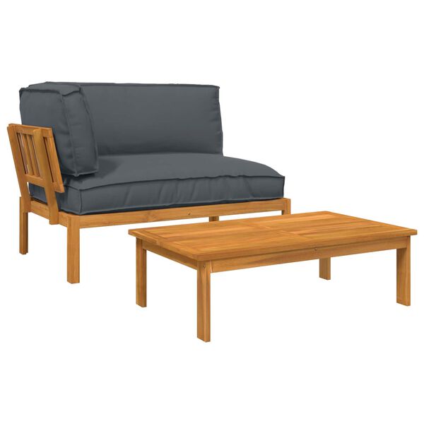 vidaXL Kanap&eacute; Szett p&aacute;rn&aacute;val Egysz&iacute;nű 2 pcs Antracit T&ouml;m&ouml;r Ak&aacute;cfa