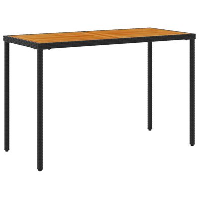 vidaXL fekete polyrattan akácfa lapos kerti asztal 115x54x74 cm