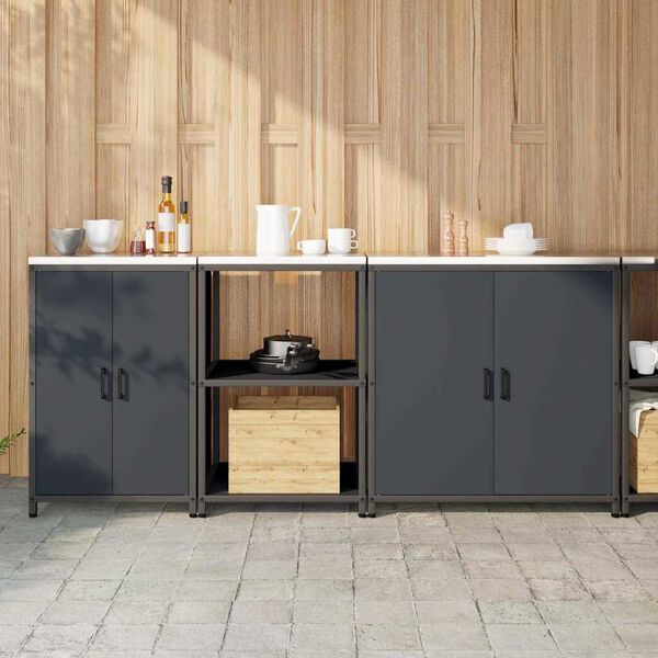 vidaXL Konyhai T&aacute;rol&oacute; K&eacute;szlet 3 pcs Antracit Hidegen hengerelt ac&eacute;l