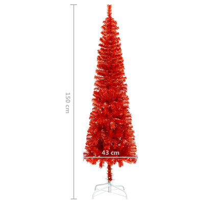 vidaXL piros megvilágított vékony műkarácsonyfa gömb szettel 150 cm