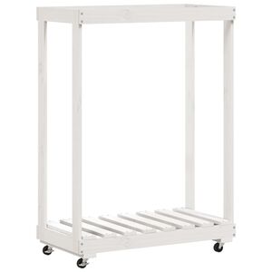 vidaXL feh&eacute;r t&ouml;m&ouml;r fenyőfa r&ouml;nkt&aacute;rol&oacute; kerekekkel 76,5 x 40 x 108 cm