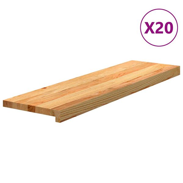 vidaXL 20 db t&ouml;m&ouml;r t&ouml;lgyfa vil&aacute;gosbarna l&eacute;pcsőfokok 90x30x2 cm