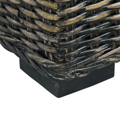 vidaXL fekete természetes kubu rattan/tömör mangófa tárolóláda 120 cm