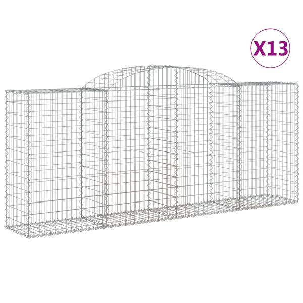vidaXL 13 db íves horganyzott vas gabion kosár 300x50x120/140 cm