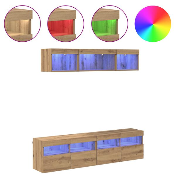 vidaXL TV Fali Egys&eacute;gek LED-del 5 pcs Artisan t&ouml;lgy 80 x 30 x 40 cm