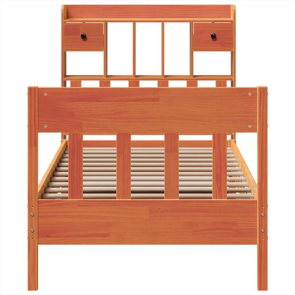 vidaXL viaszbarna tömör fenyőfa ágy matrac nélkül 100 x 200 cm