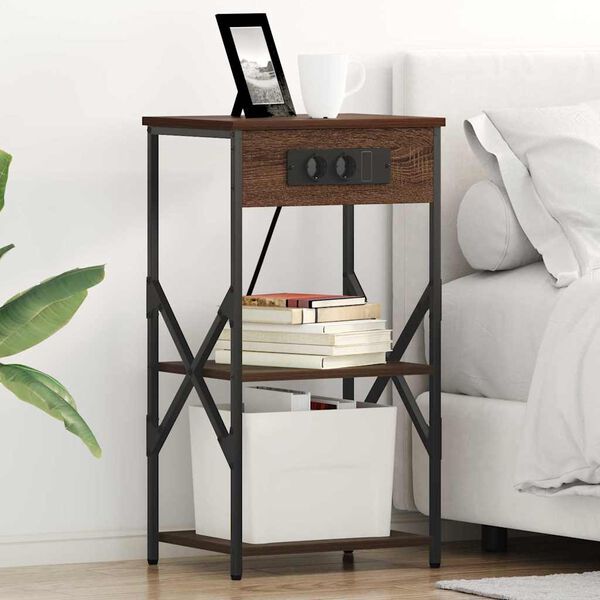 vidaXL &Eacute;jjeliszekr&eacute;ny 2 pcs Barna T&ouml;lgy 41 x 31 x 76 cm Faanyag