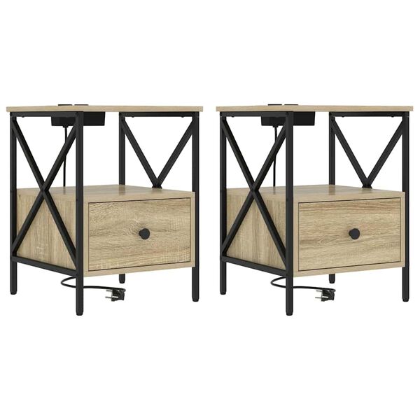 vidaXL &Eacute;jjeliszekr&eacute;ny 2 pcs Sonoma t&ouml;lgy 41,5 x 40,5 x 55 cm Faanyag