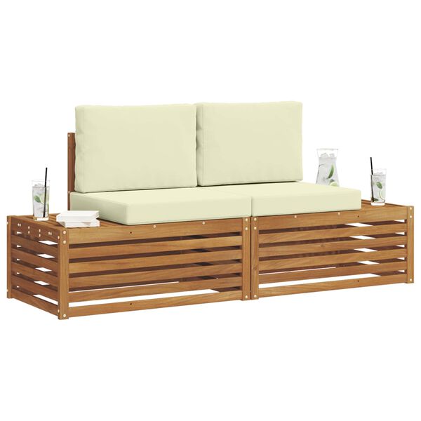 vidaXL K&uuml;lt&eacute;ri kanap&eacute; szett p&aacute;rn&aacute;val 2 Darab Term&eacute;szetes &eacute;s kr&eacute;msz&iacute;nű