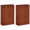vidaXL Kerti cser&eacute;p 2 db Rozsd&aacute;s 40 x 20 x 75 cm Időj&aacute;r&aacute;s&aacute;ll&oacute; Ac&eacute;l
